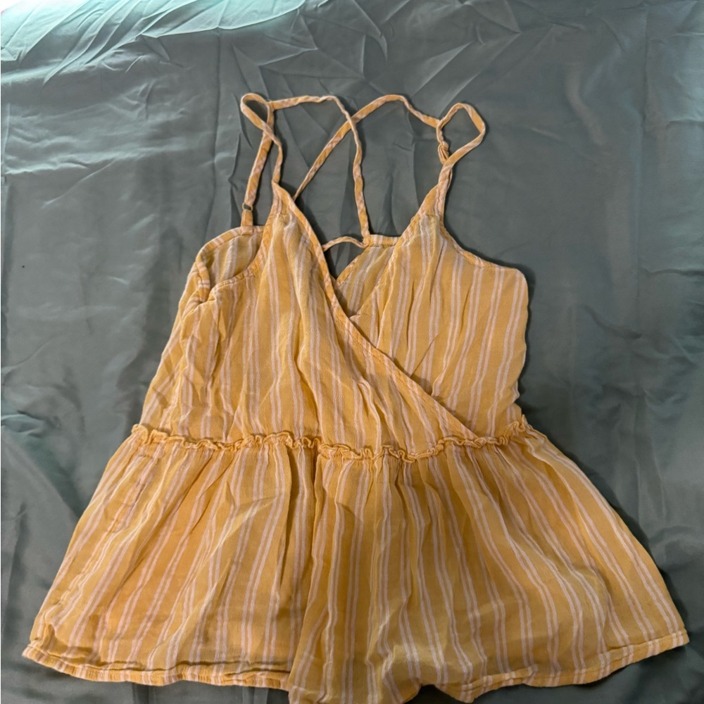 American Eagle Outfitters Yellow and White Striped Top